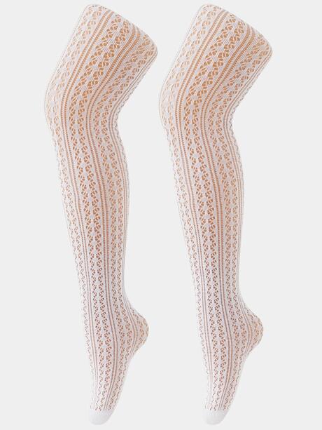 Rajstopy z koronkowym wzorem