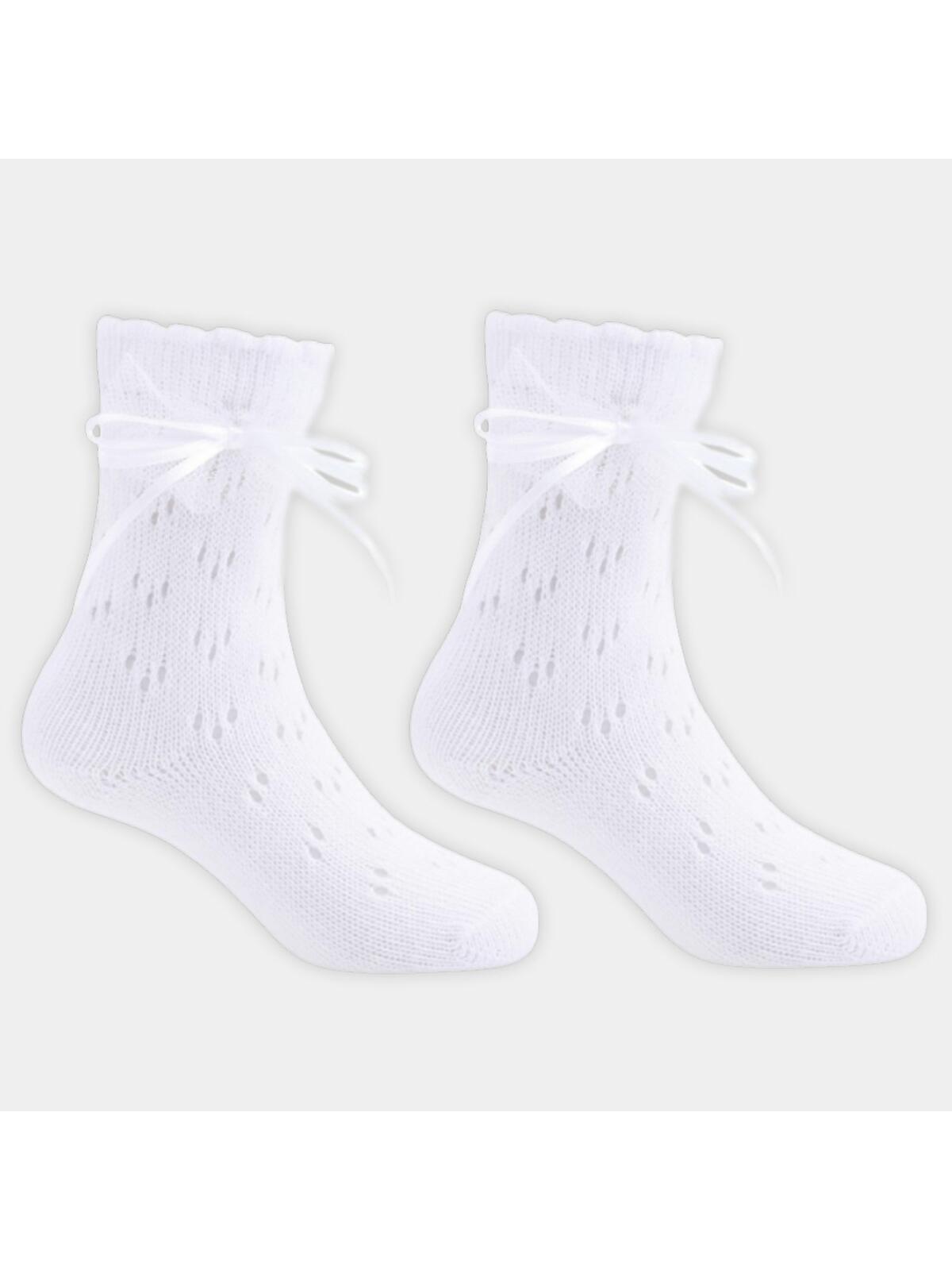 Skarpetki ażurowe z kokardą