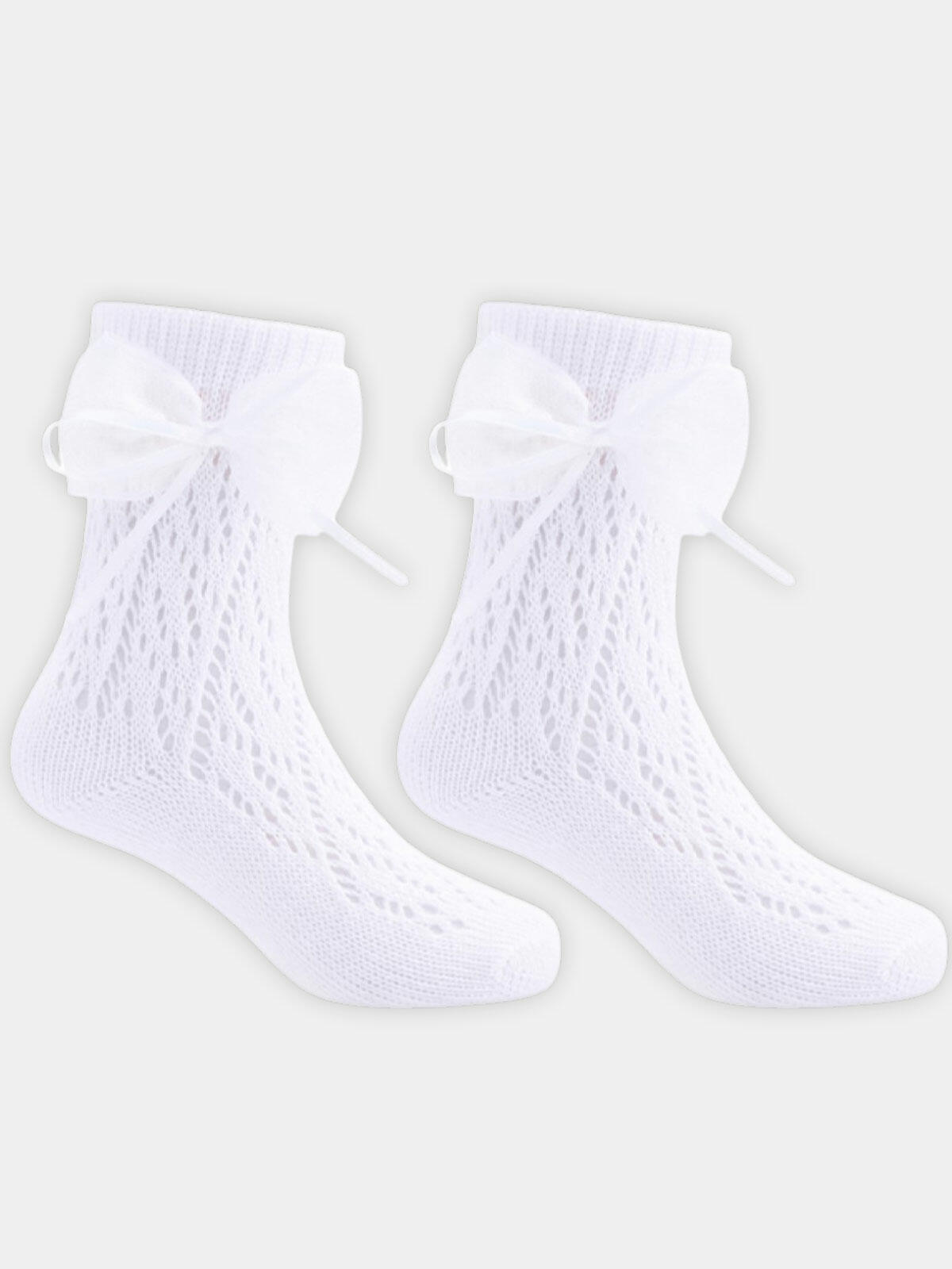 Skarpetki ażurowe z kokardą