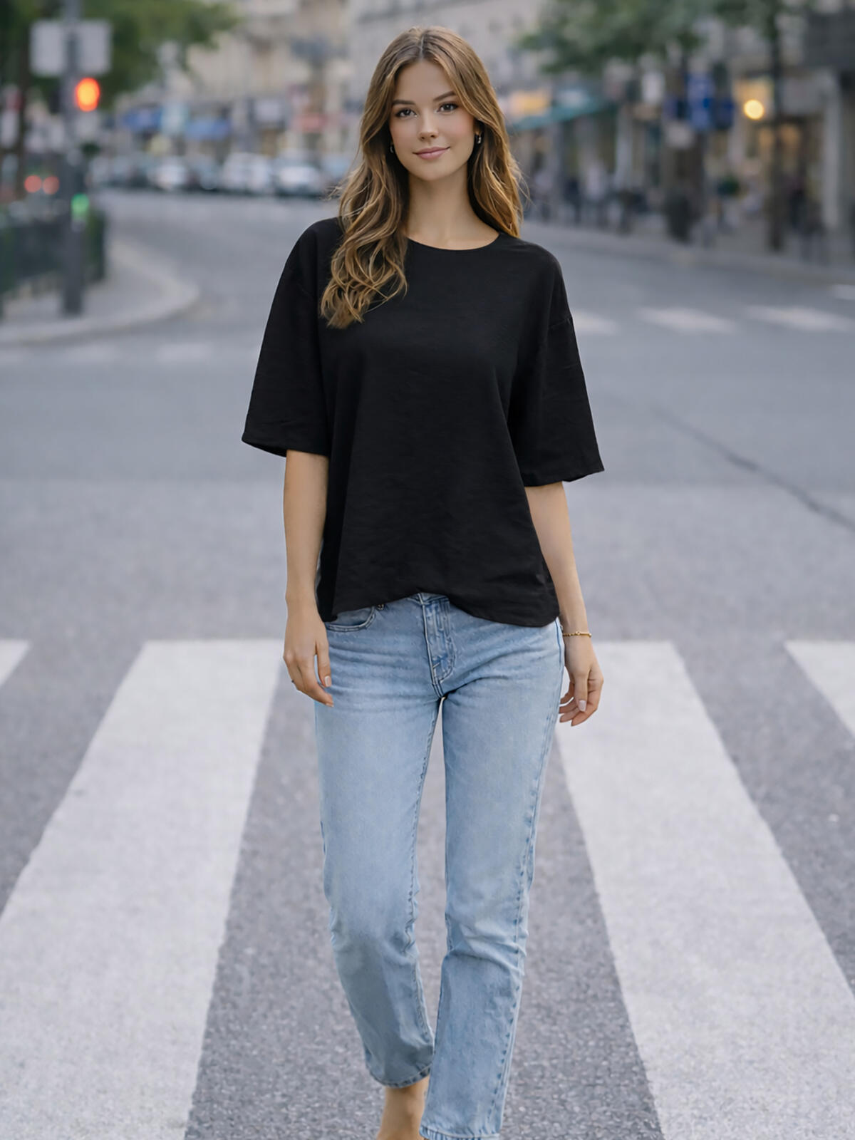 Luźna bluzka z bawełną