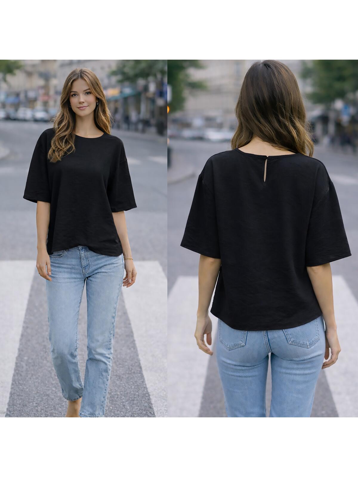 Luźna bluzka z bawełną