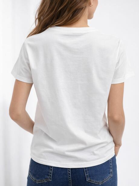 T-shirt bawełniany z kokardą