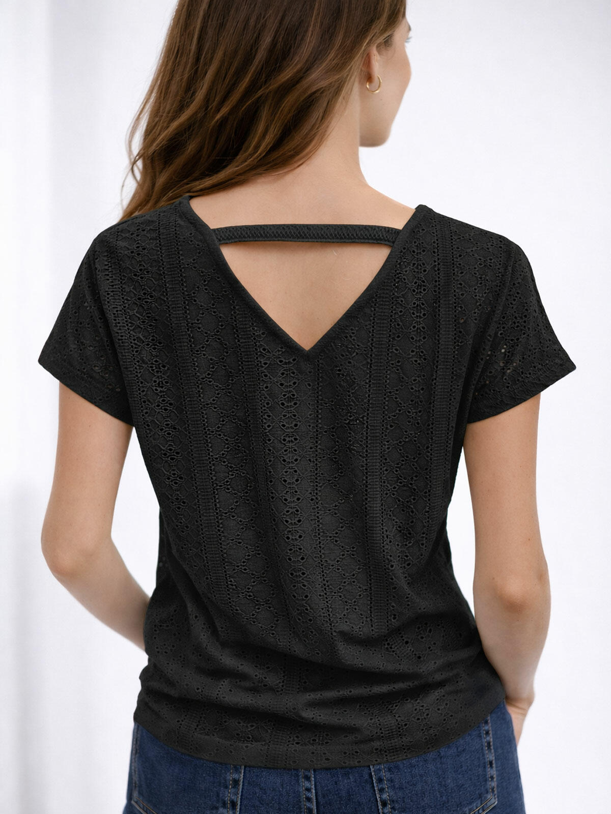 Bawełniana bluzka z ażurem