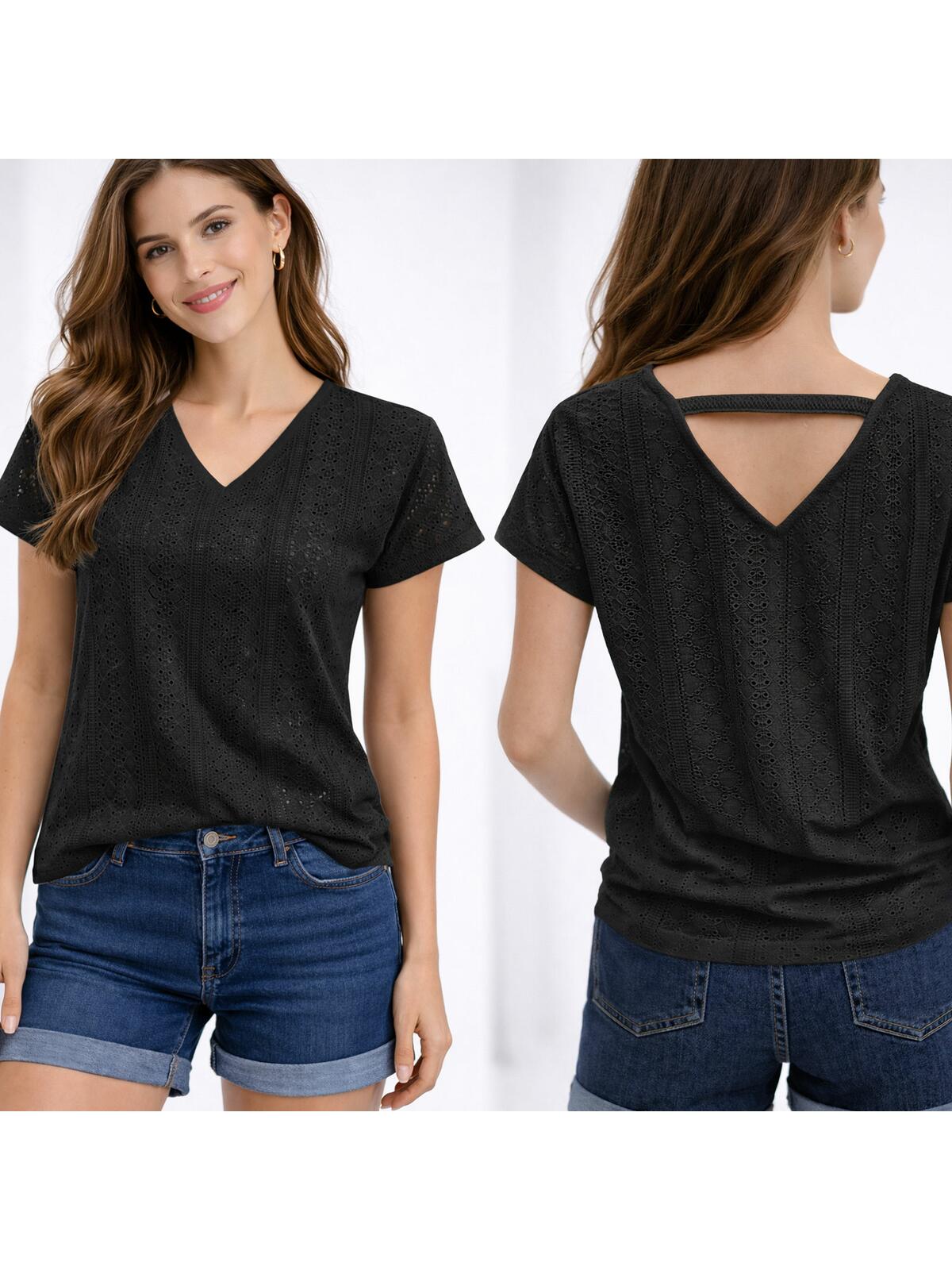 Bawełniana bluzka z ażurem