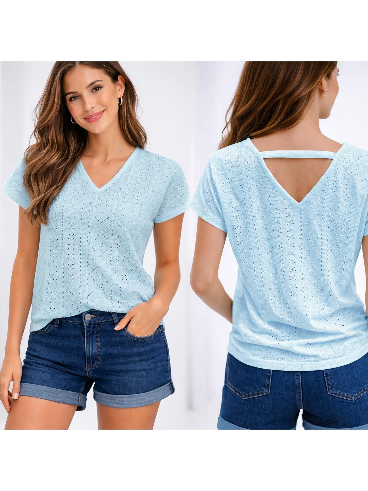 Ażurowa bluzka z dekoltem V