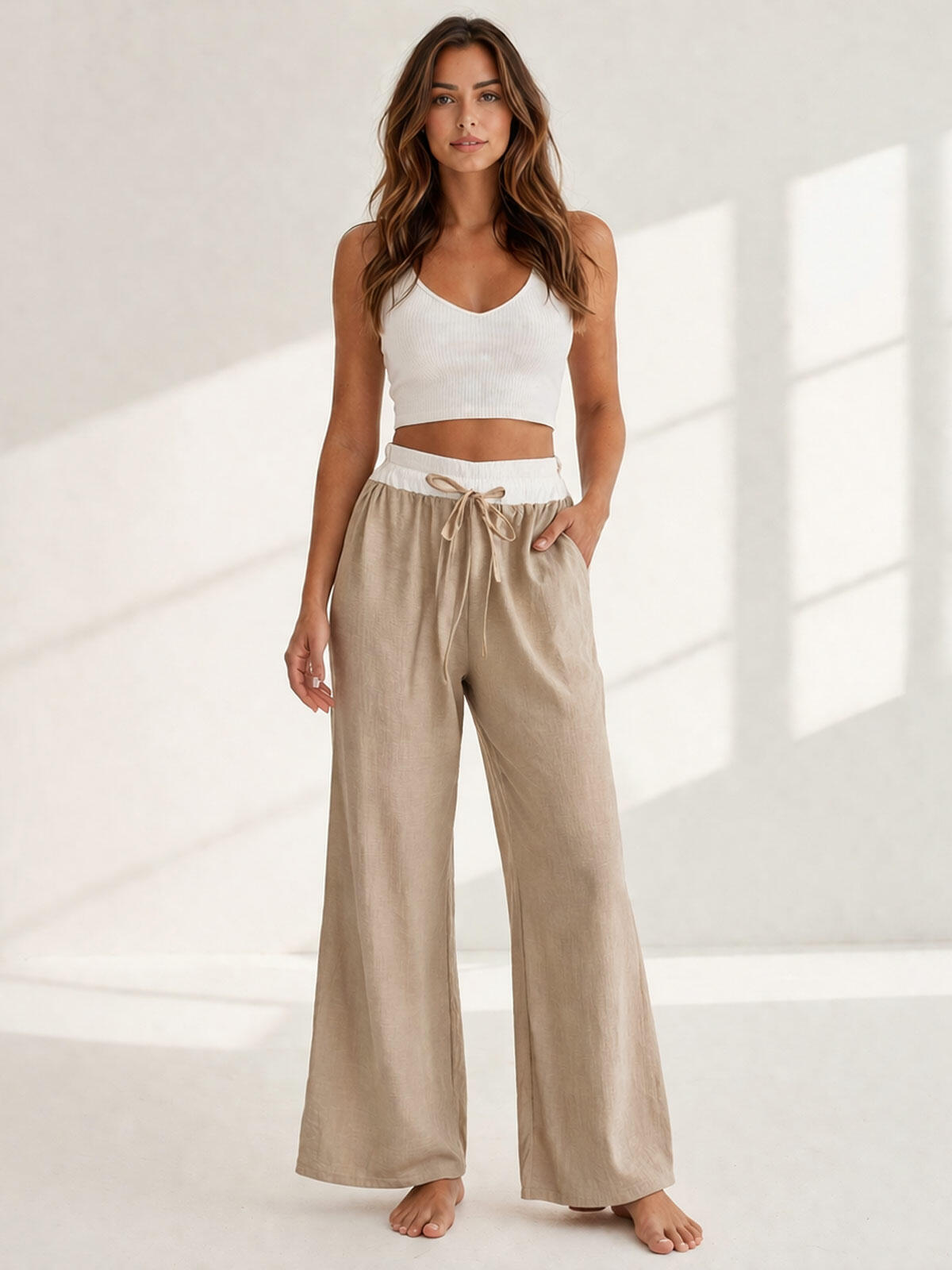 Casualowe spodnie z kieszeniami