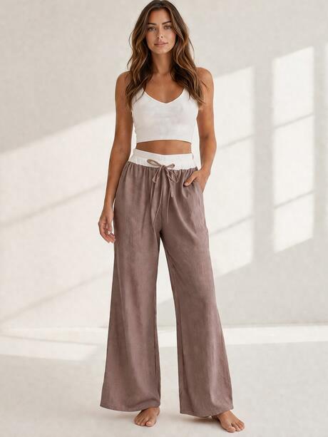 Luźne spodnie z kieszeniami
