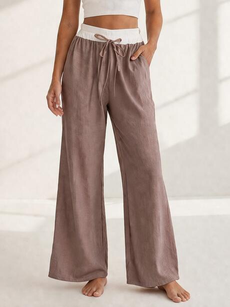 Luźne spodnie z kieszeniami