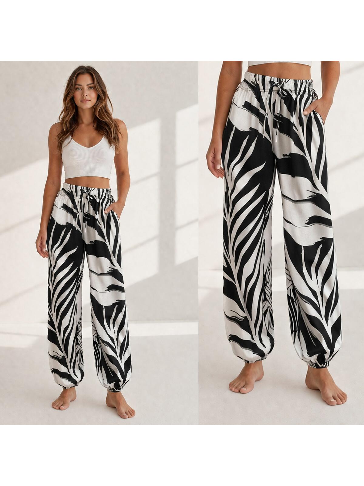 Wzorzyste spodnie z wiskozy