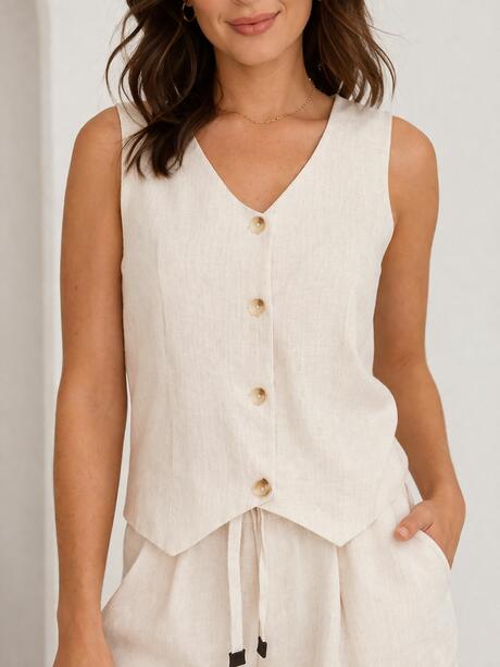 Kamizelka wiskozowa z domieszką lnu