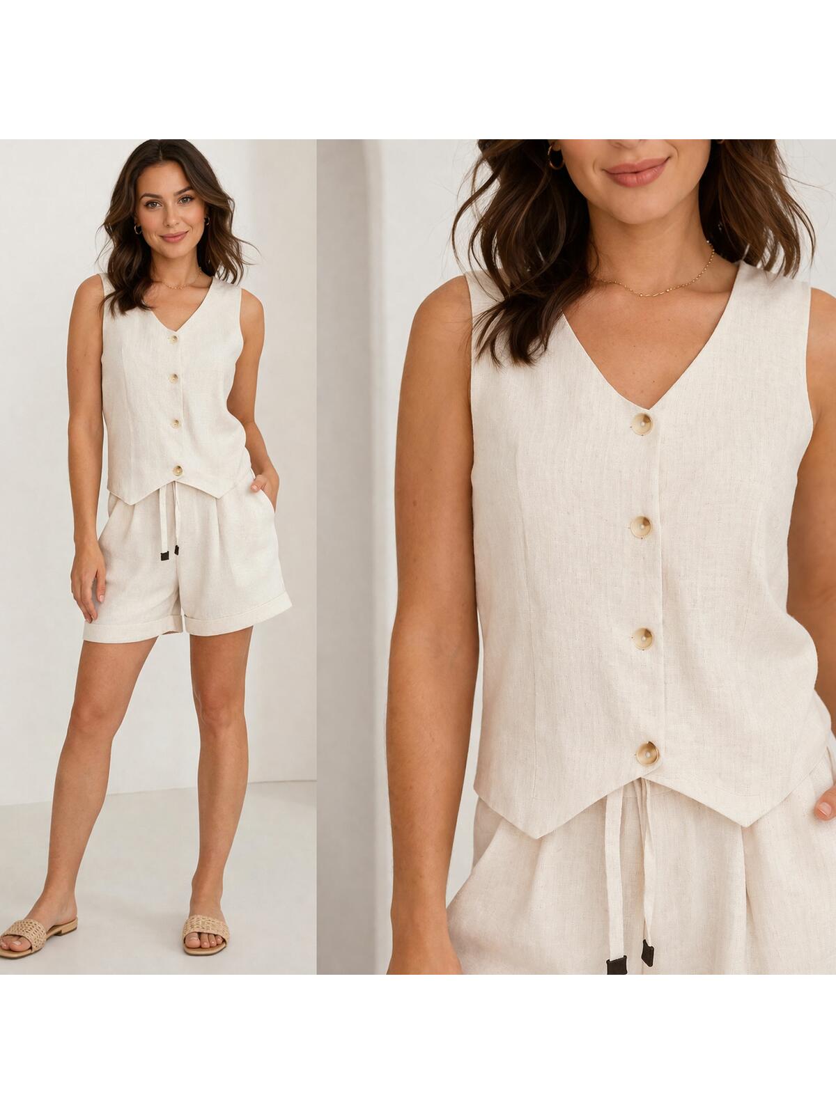 Kamizelka wiskozowa z domieszką lnu