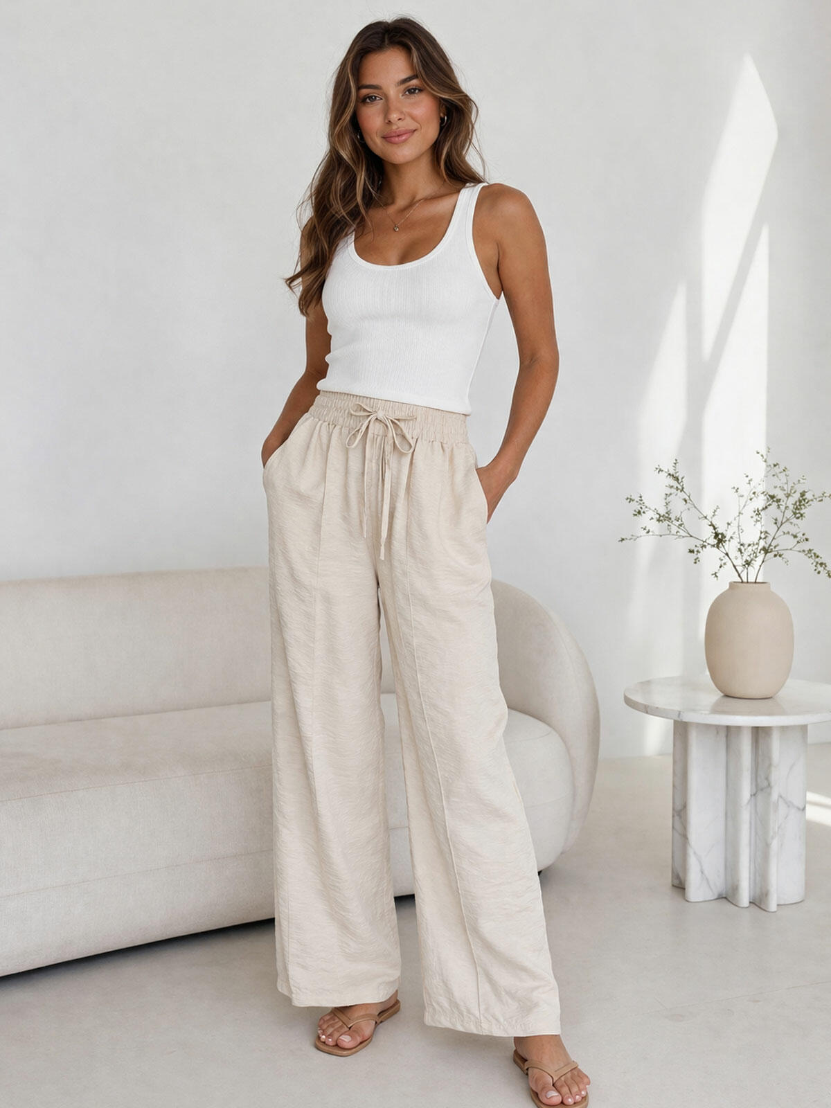 Spodnie wiskozowe z kieszeniami