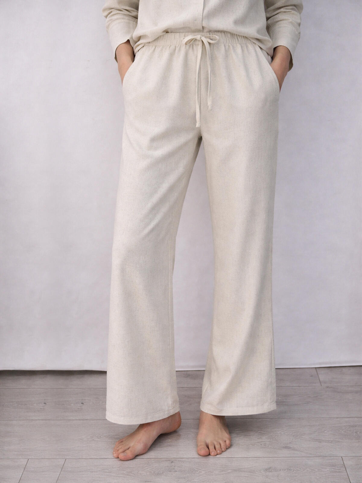 Bawełniane spodnie z lnem