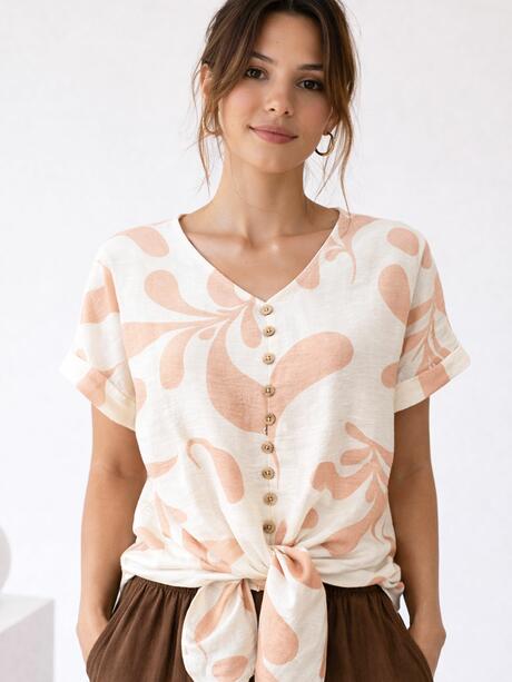 Wiązana koszula z wiskozą