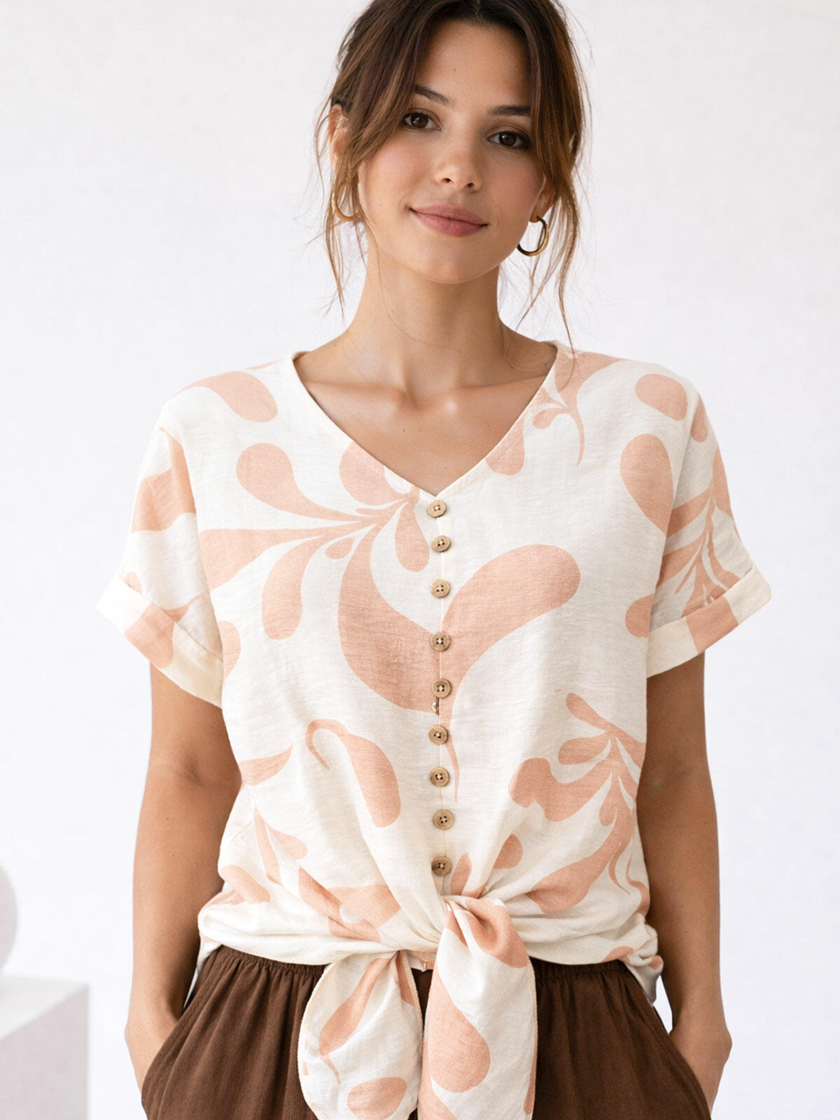 Wiązana koszula z wiskozą