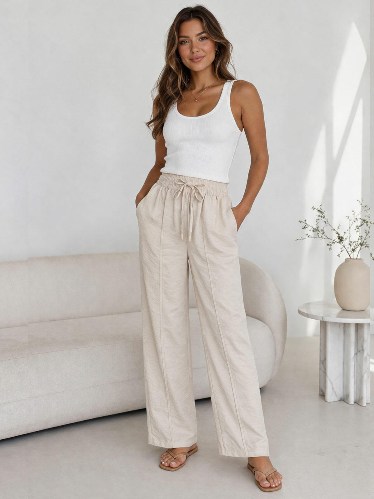 Spodnie wiskozowe z kieszeniami