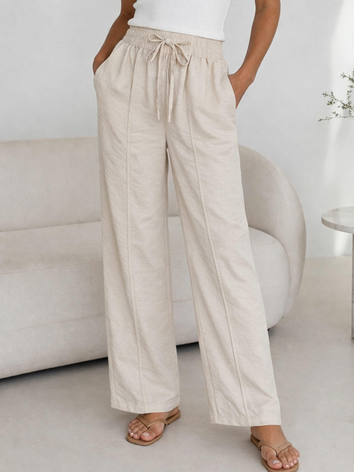 Spodnie wiskozowe z kieszeniami