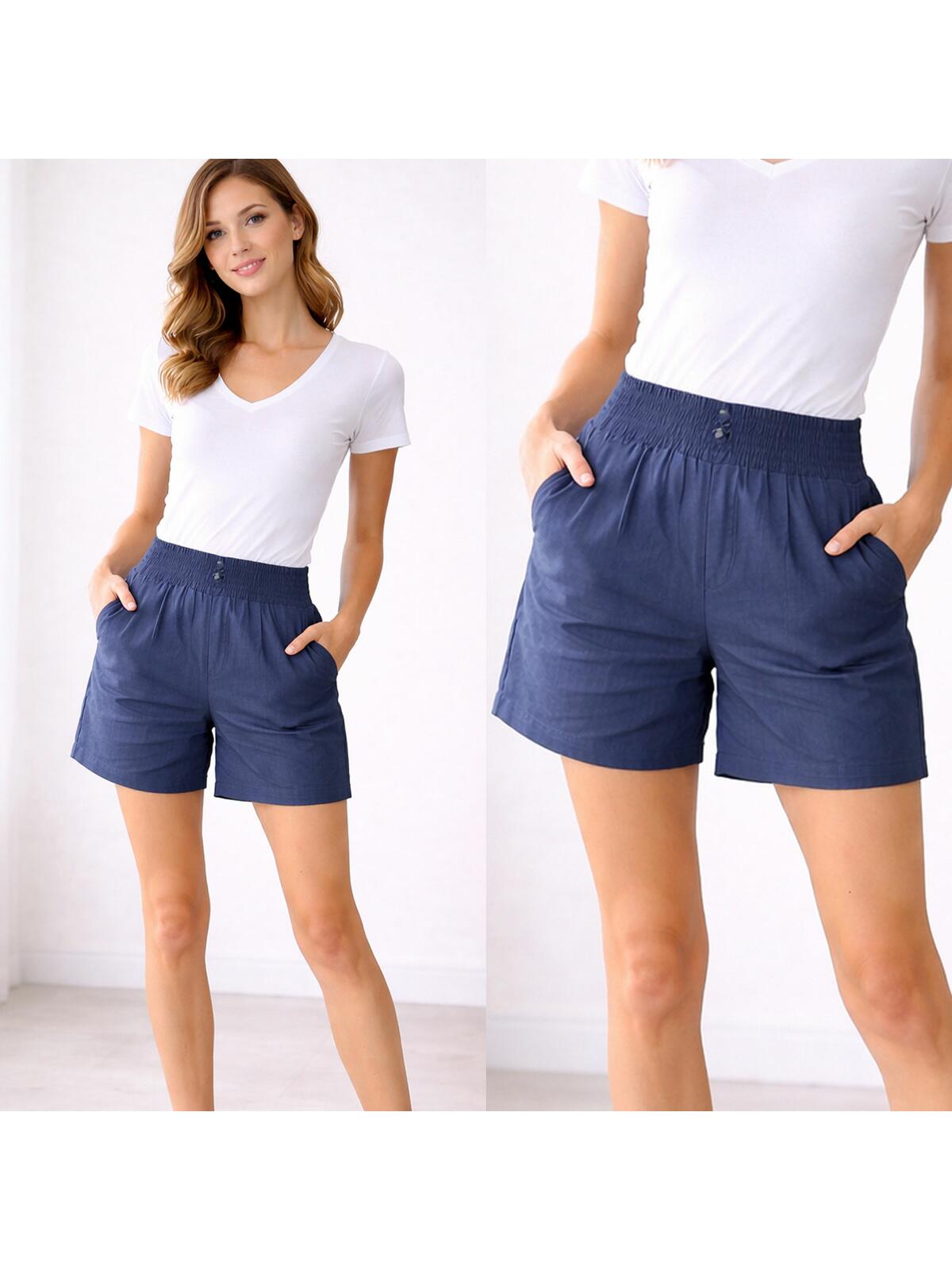 Bawełniane szorty z dodatkiem lnu