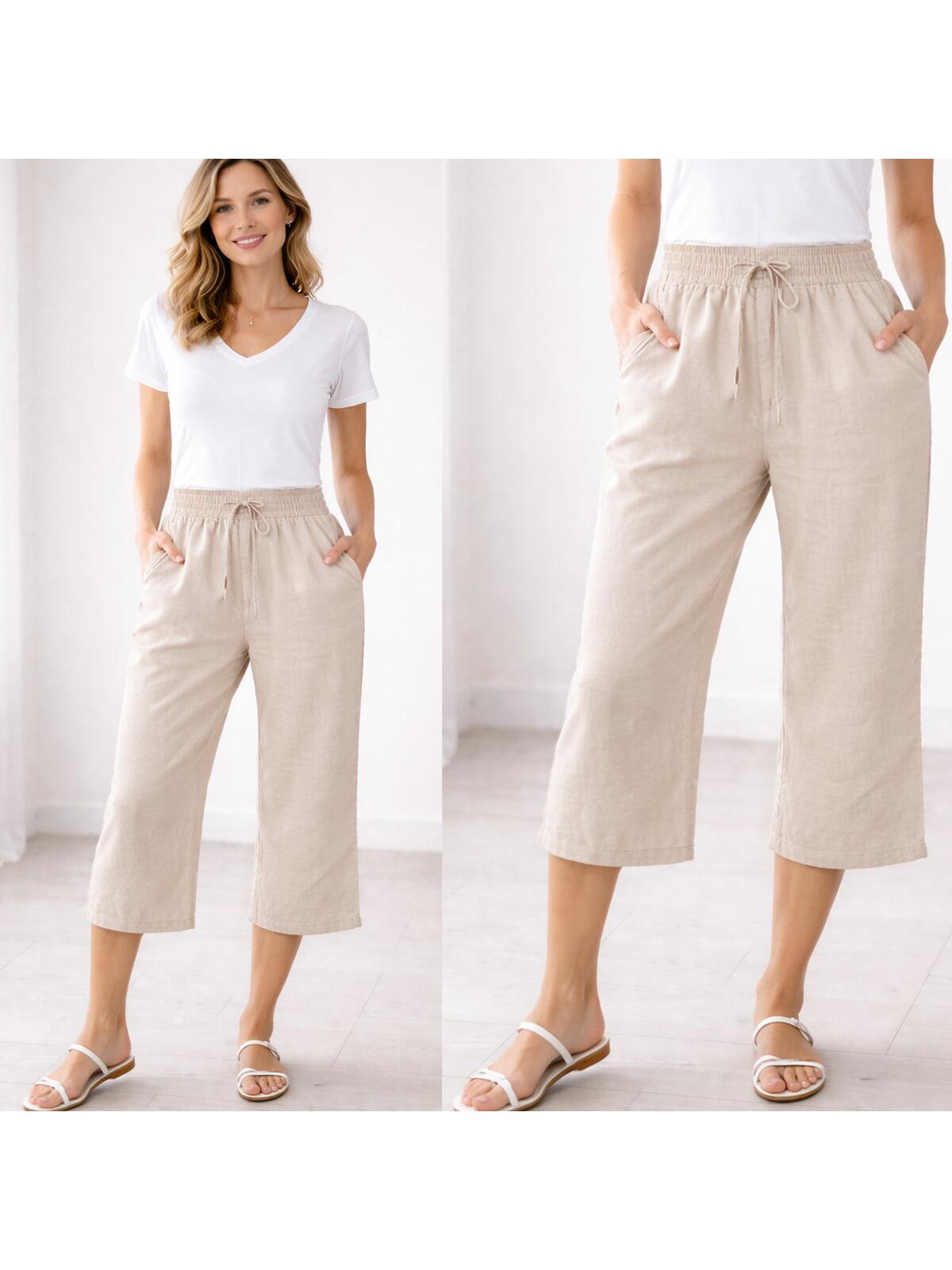 Wiskozowe szorty o długości 3/4