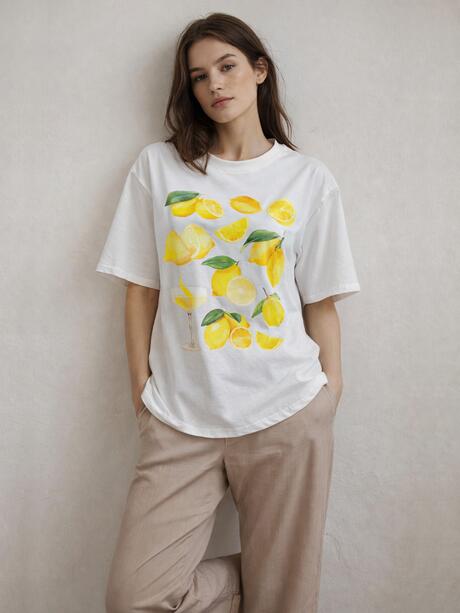 Bawełniany T-shirt z nadrukiem