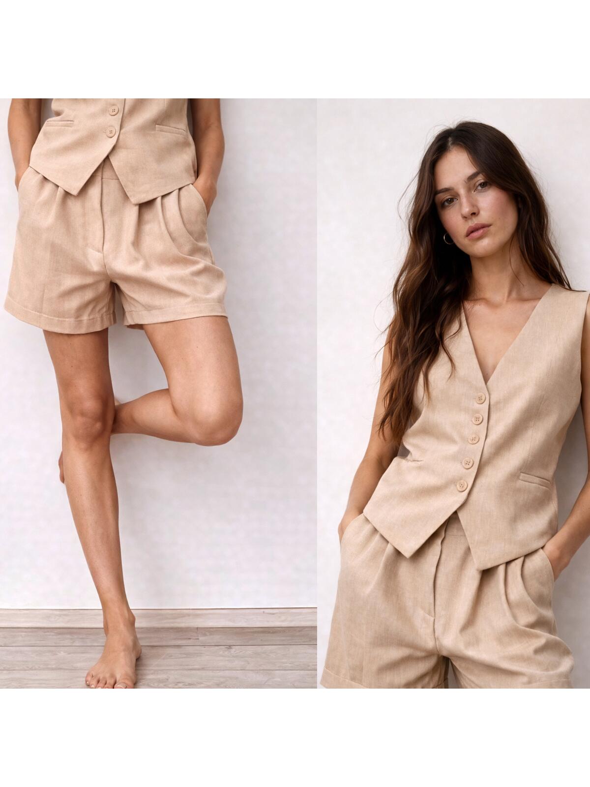 Szorty z domieszką lnu