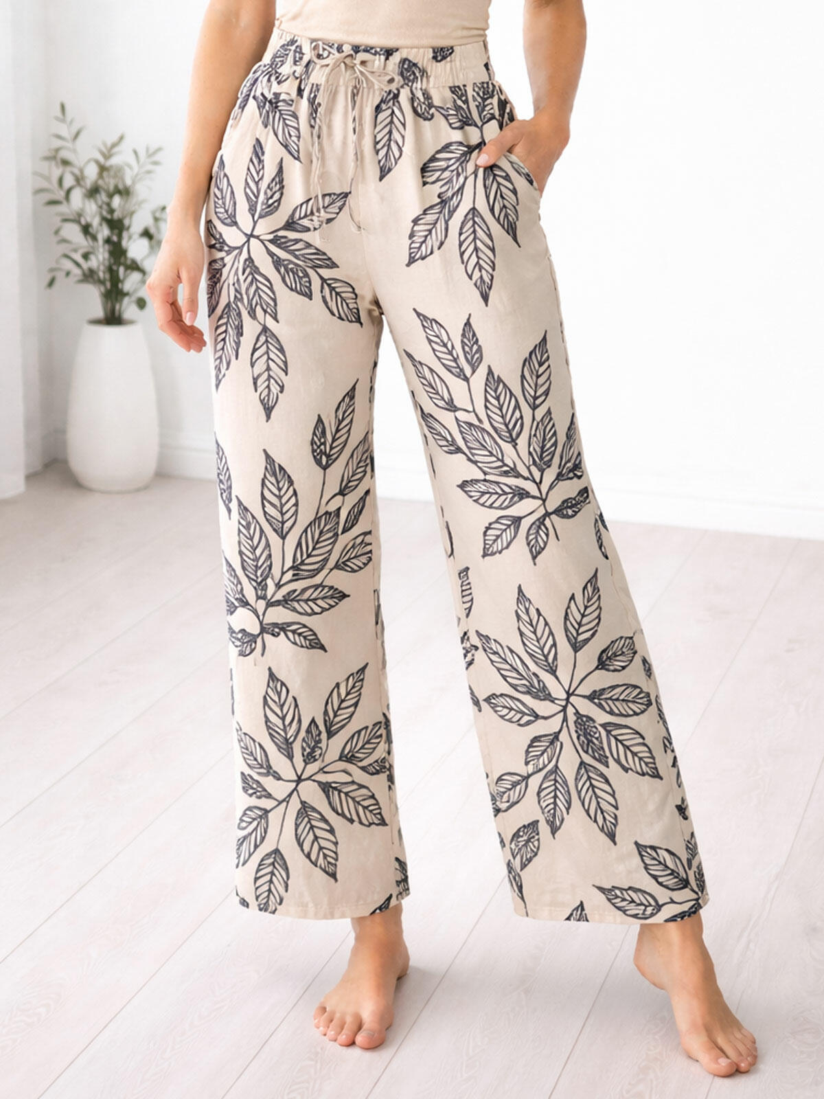 Wzorzyste spodnie z wiskozą