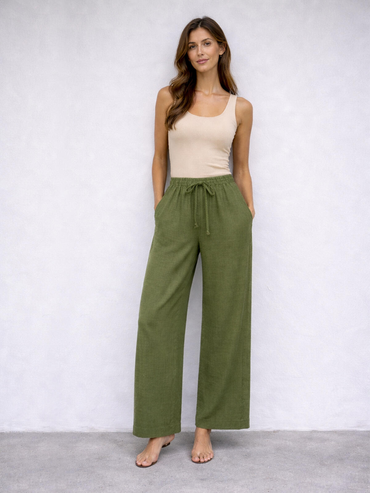 Luźne spodnie z kieszeniami