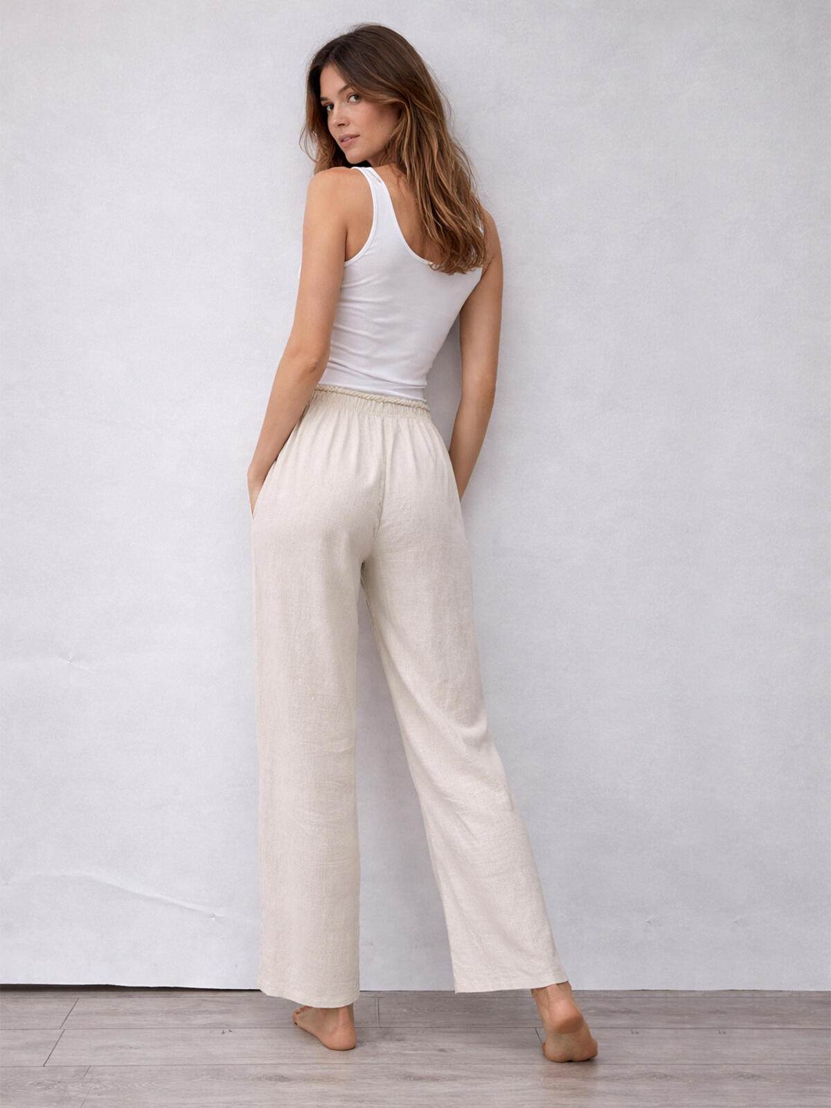 Spodnie z dodatkiem lnu