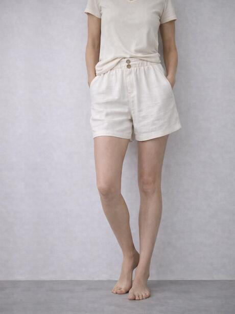 Wiskozowe szorty z lnem