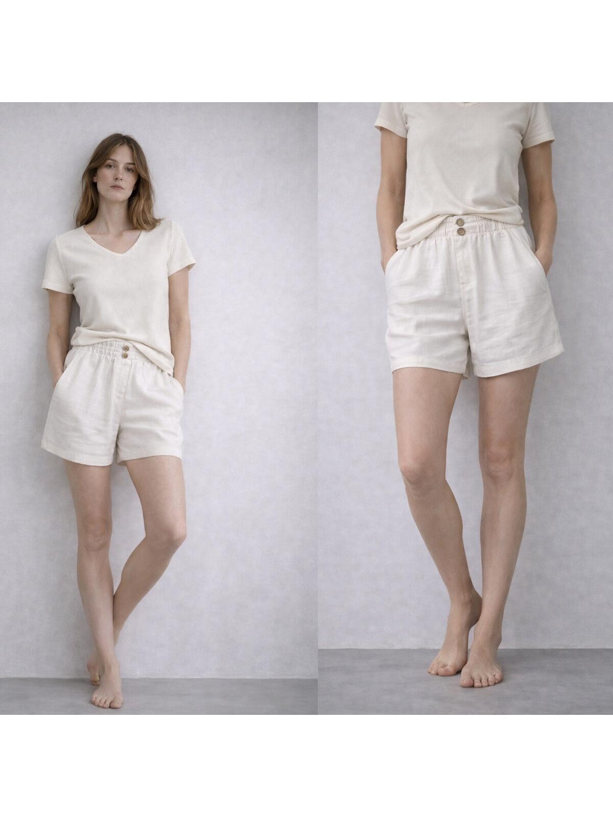 Wiskozowe szorty z lnem