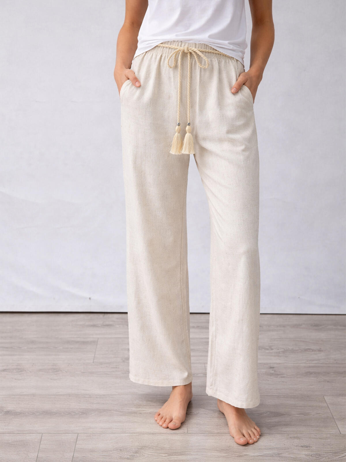 Spodnie z dodatkiem lnu