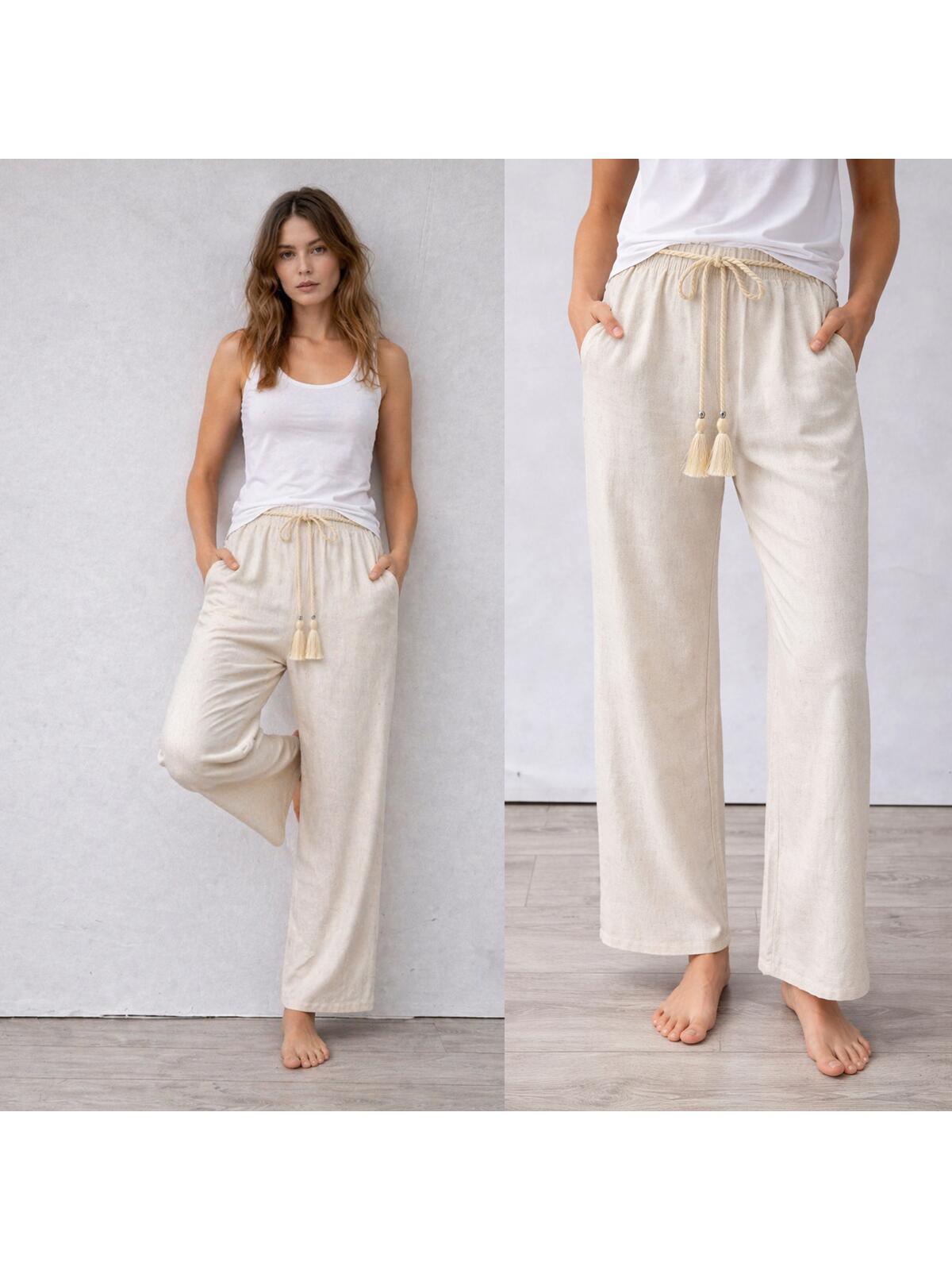 Spodnie z dodatkiem lnu