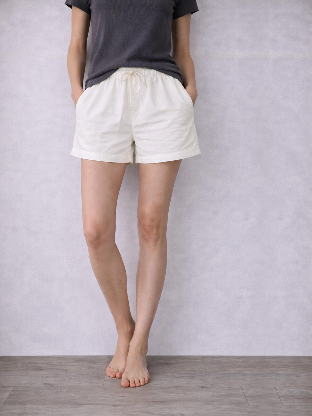 Szorty z bawełną  i lnem