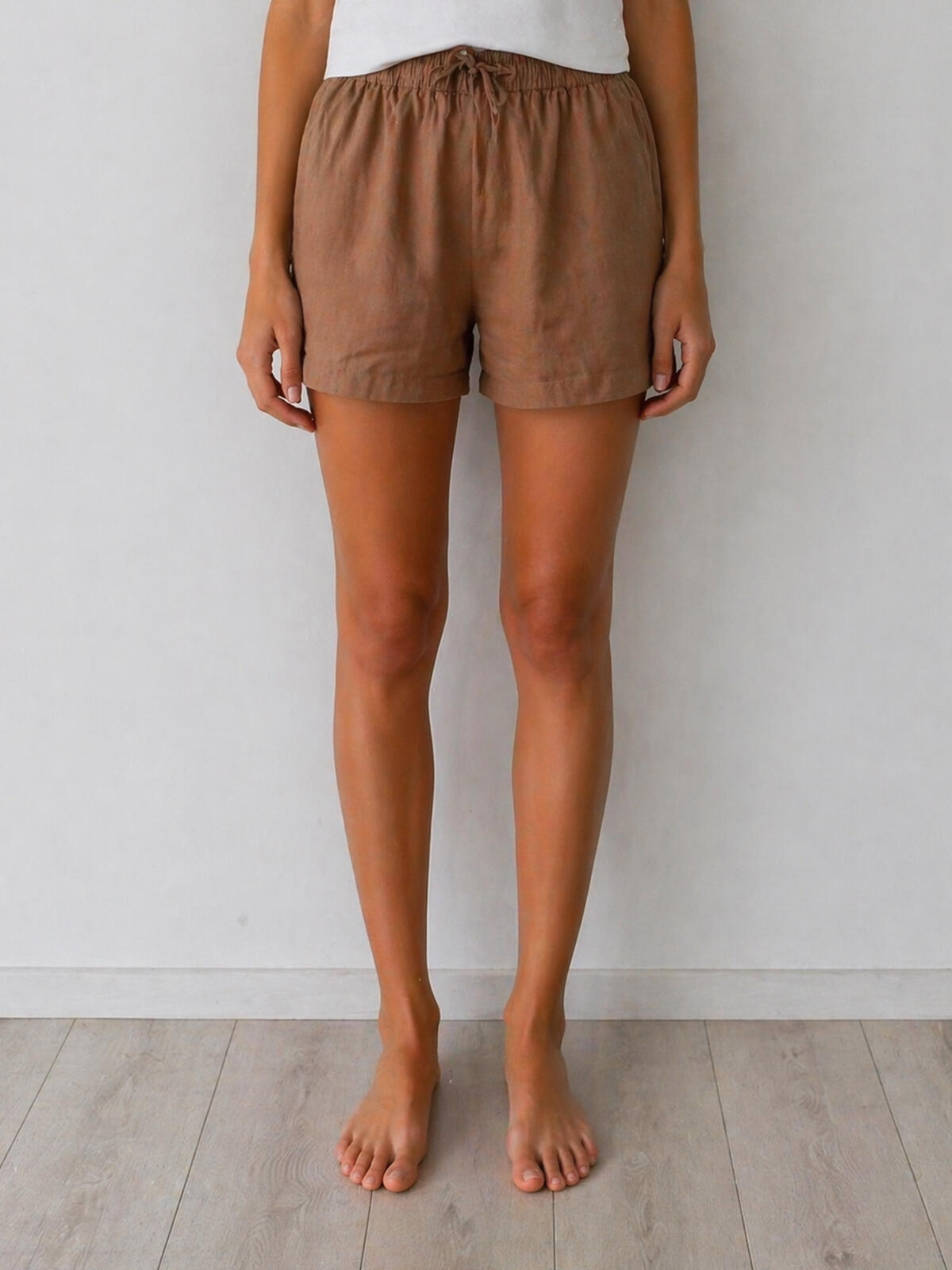 Bawełniane szorty z lnem