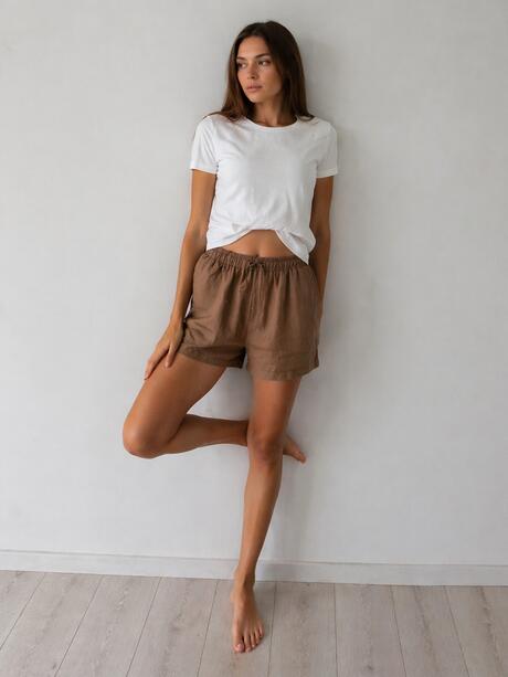 Bawełniane szorty z lnem