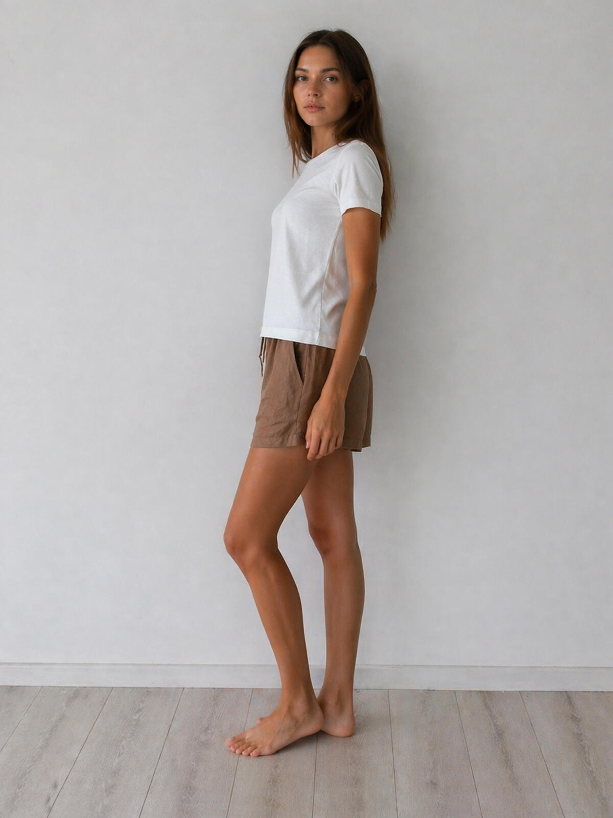 Bawełniane szorty z lnem