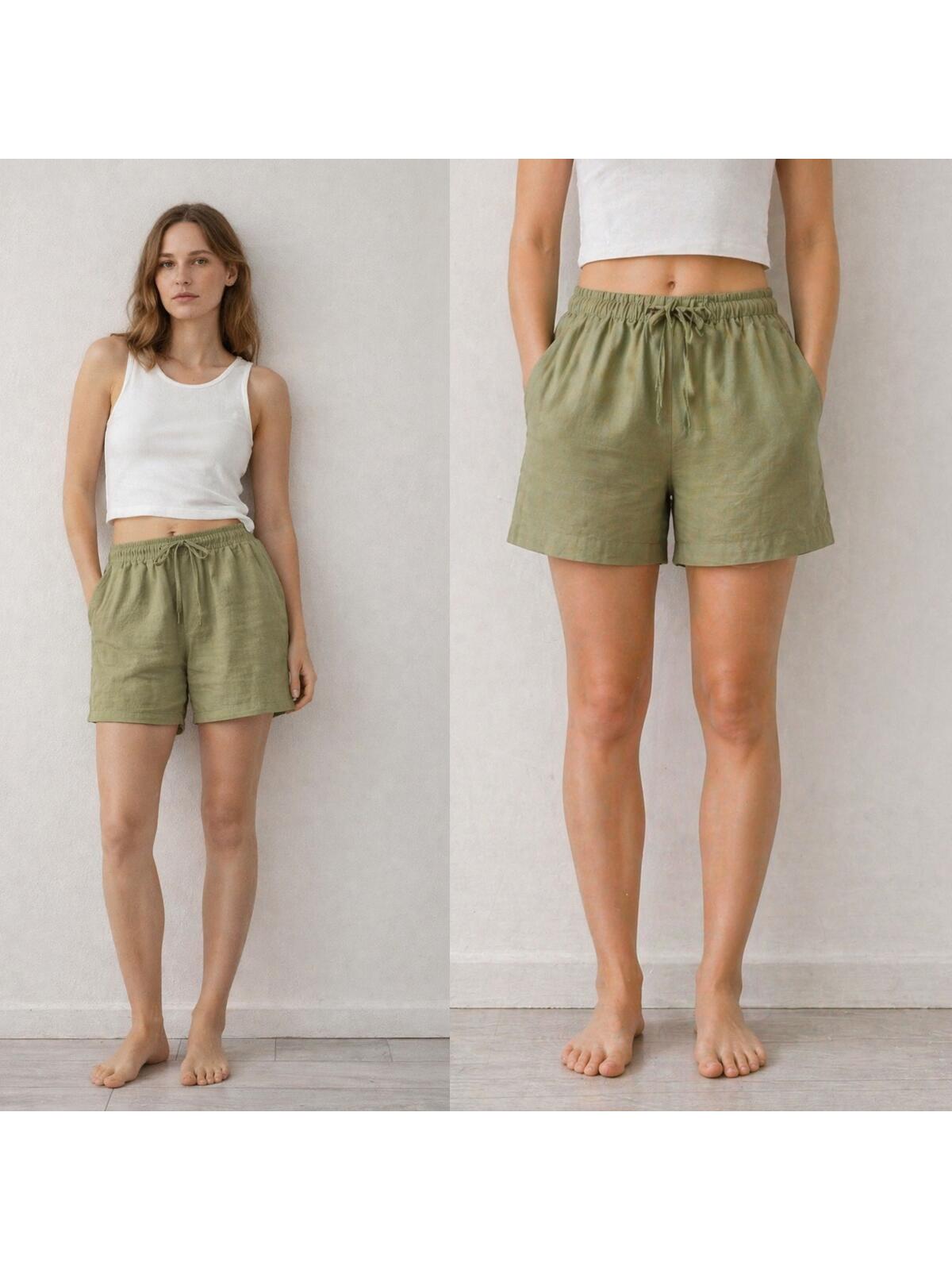 Szorty z domieszką lnu
