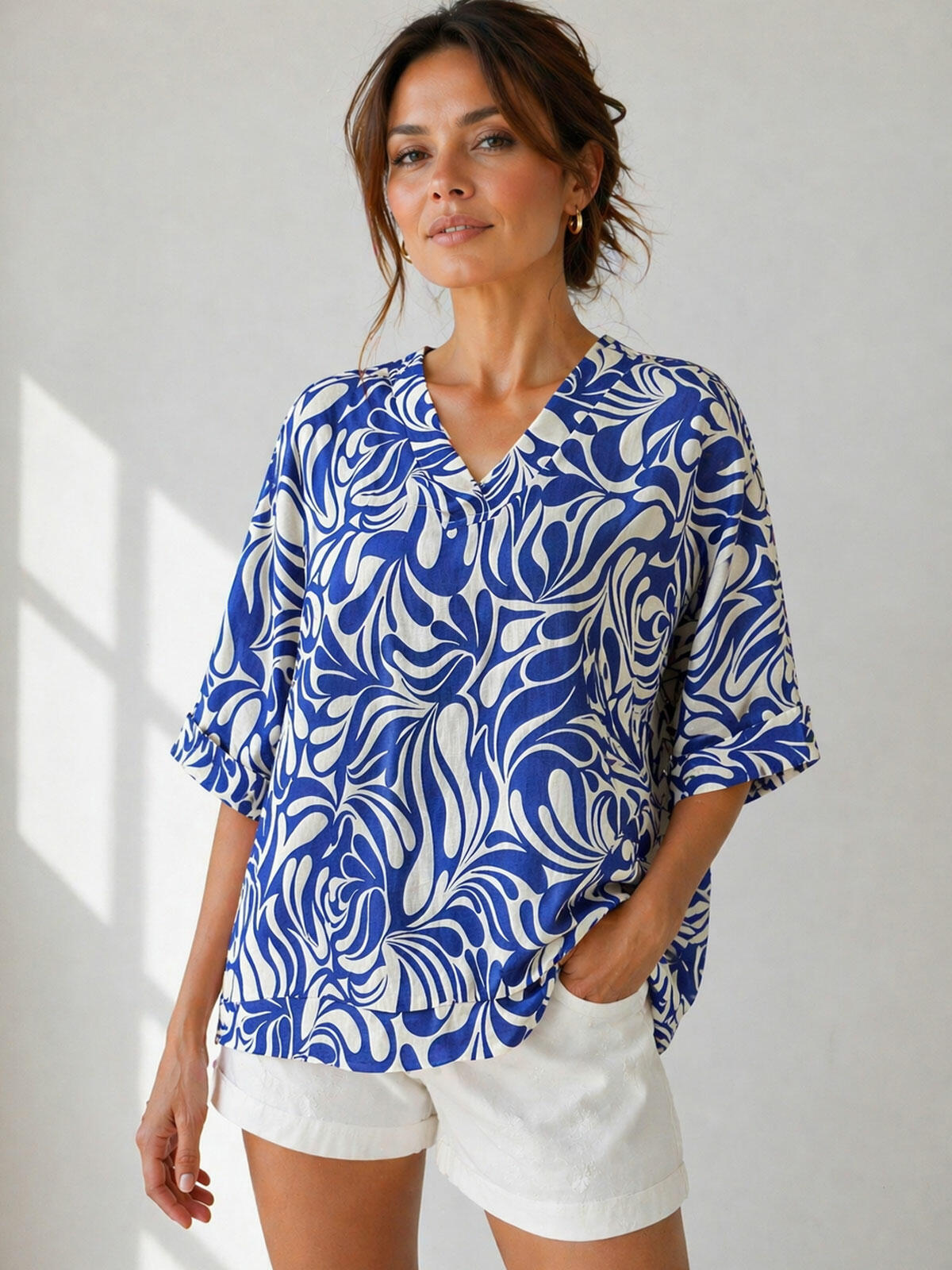 Wzorzysta bluzka z wiskozą