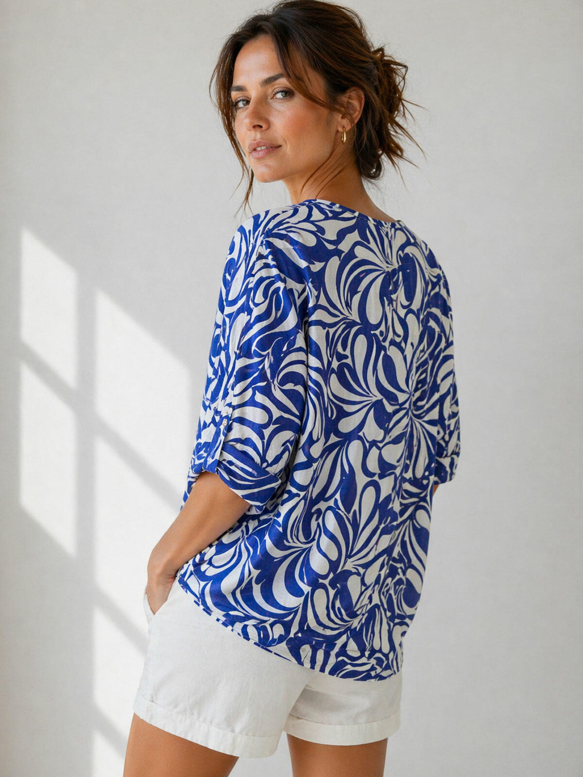 Wzorzysta bluzka z wiskozą