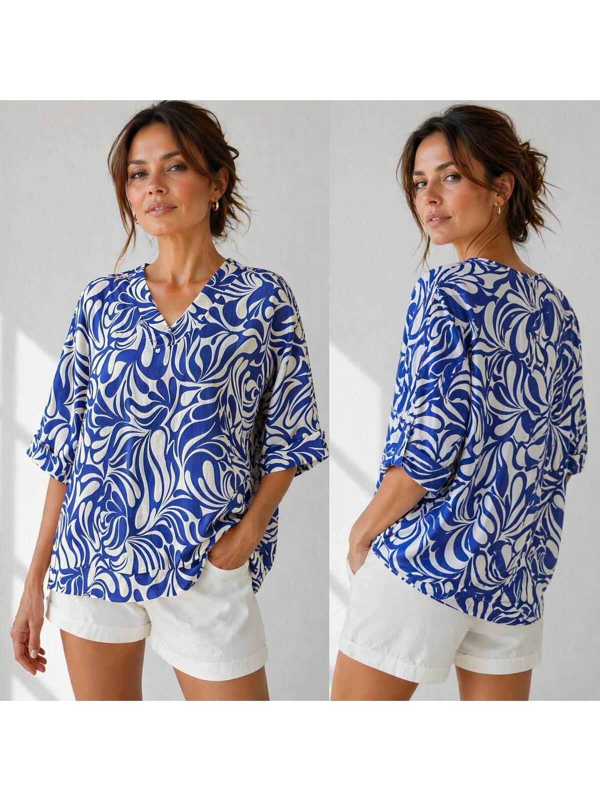 Wzorzysta bluzka z wiskozą