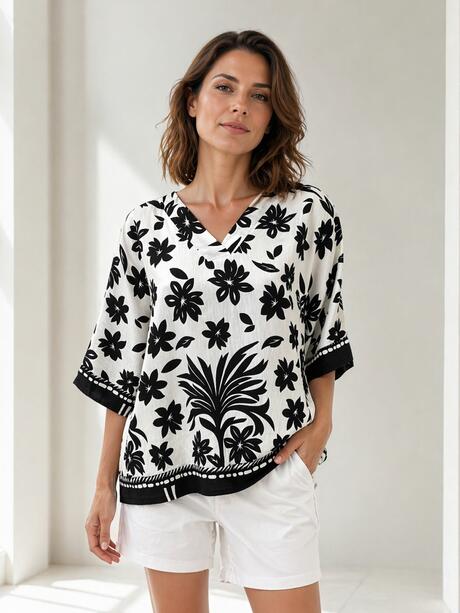 Luźna bluzka z wiskozą