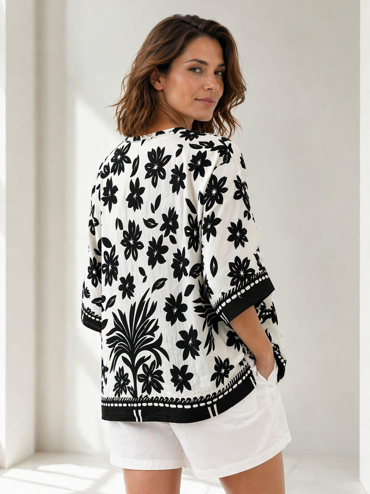 Luźna bluzka z wiskozą