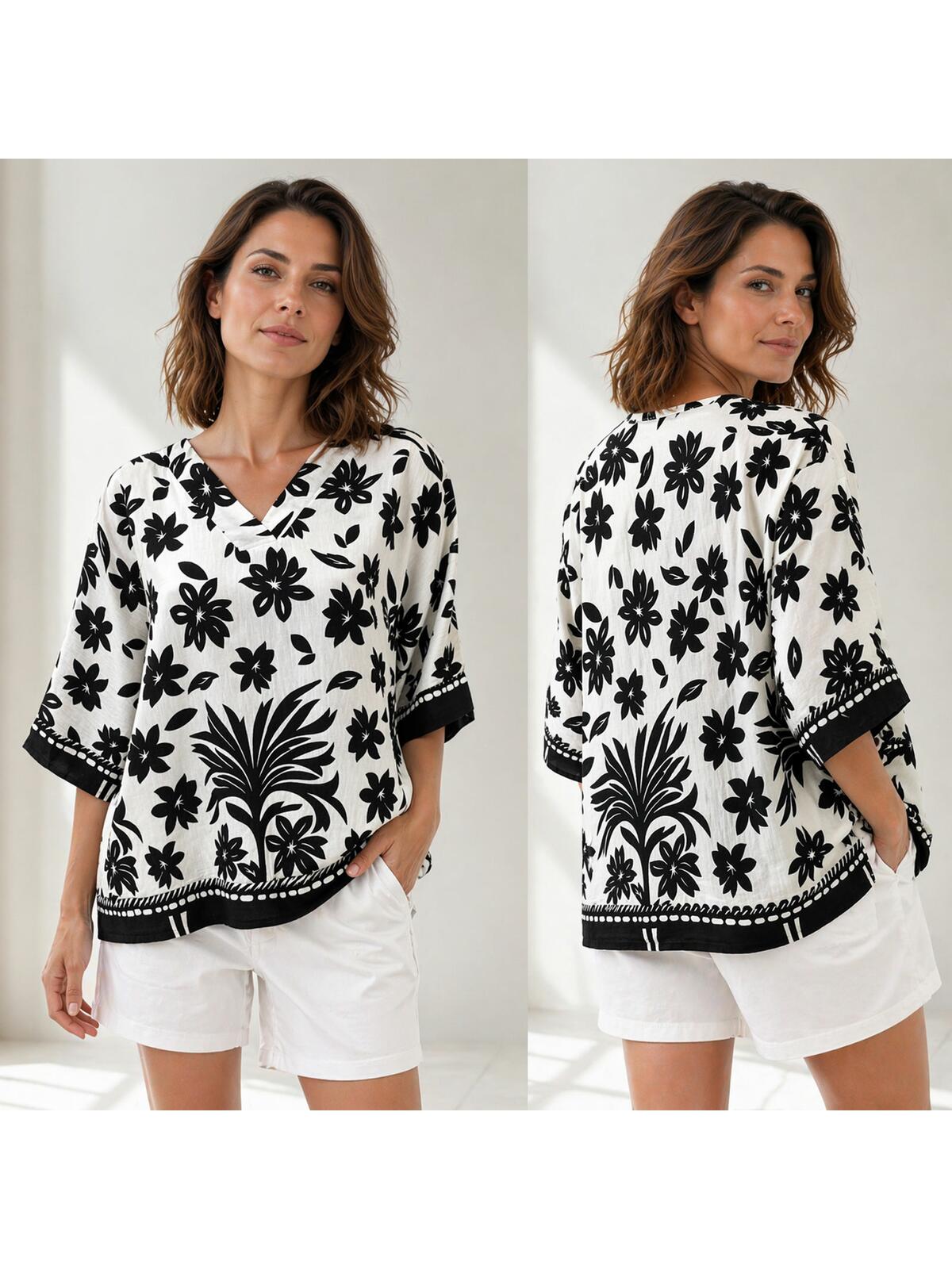 Luźna bluzka z wiskozą