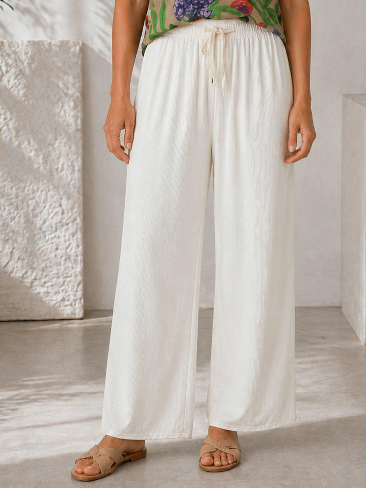 Spodnie materiałowe prążkowane