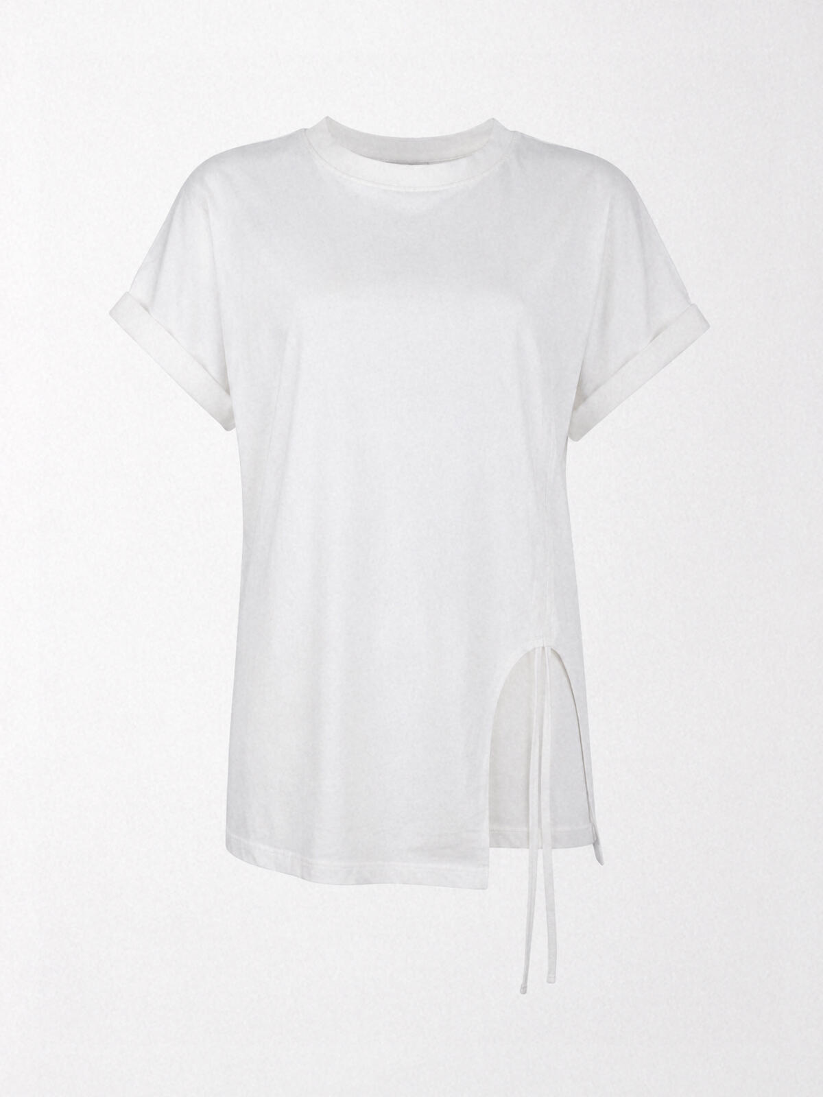 T-shirt bawełniany z marszczeniem