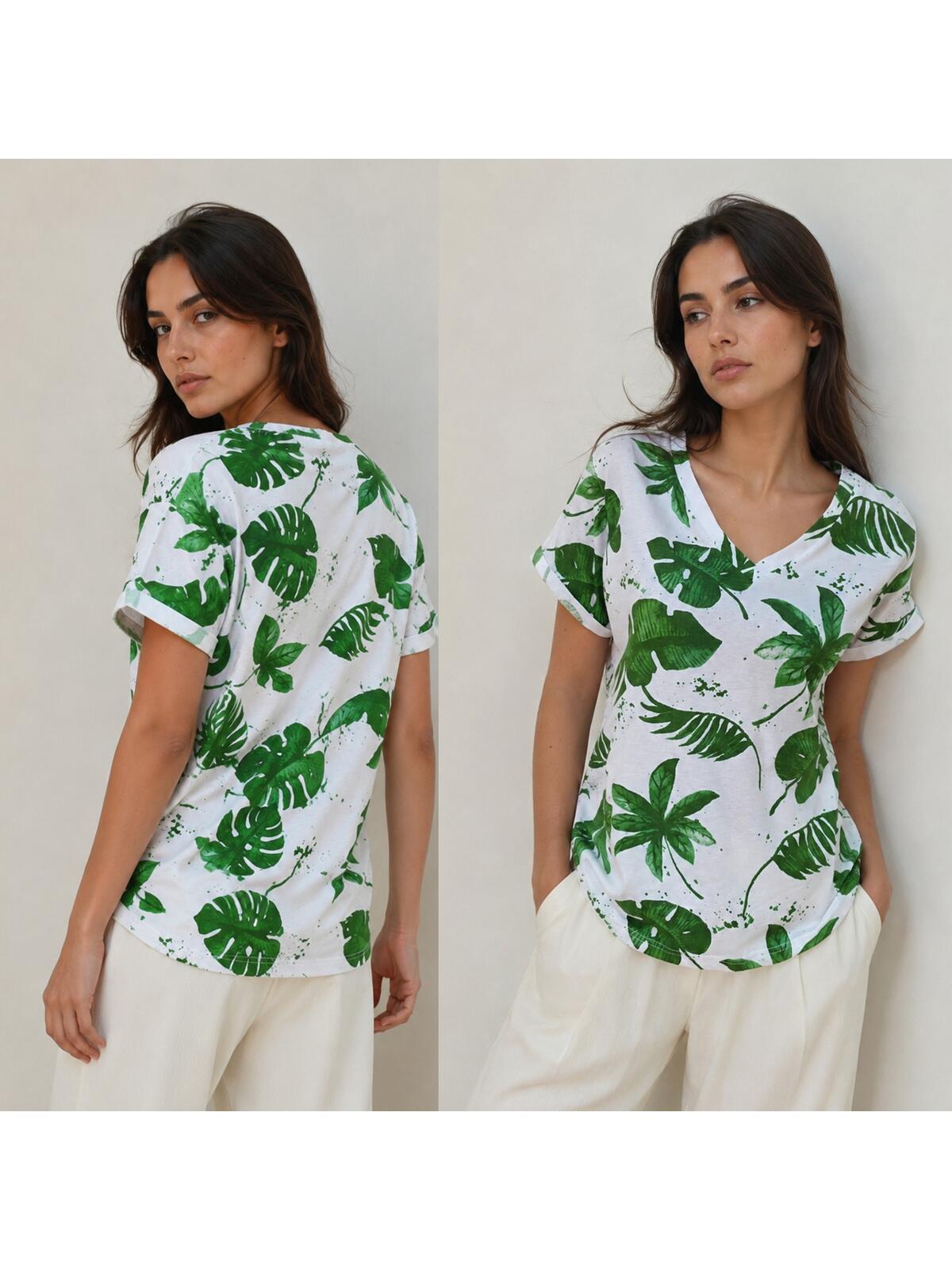 Bawełniany T-shirt z dekoltem V