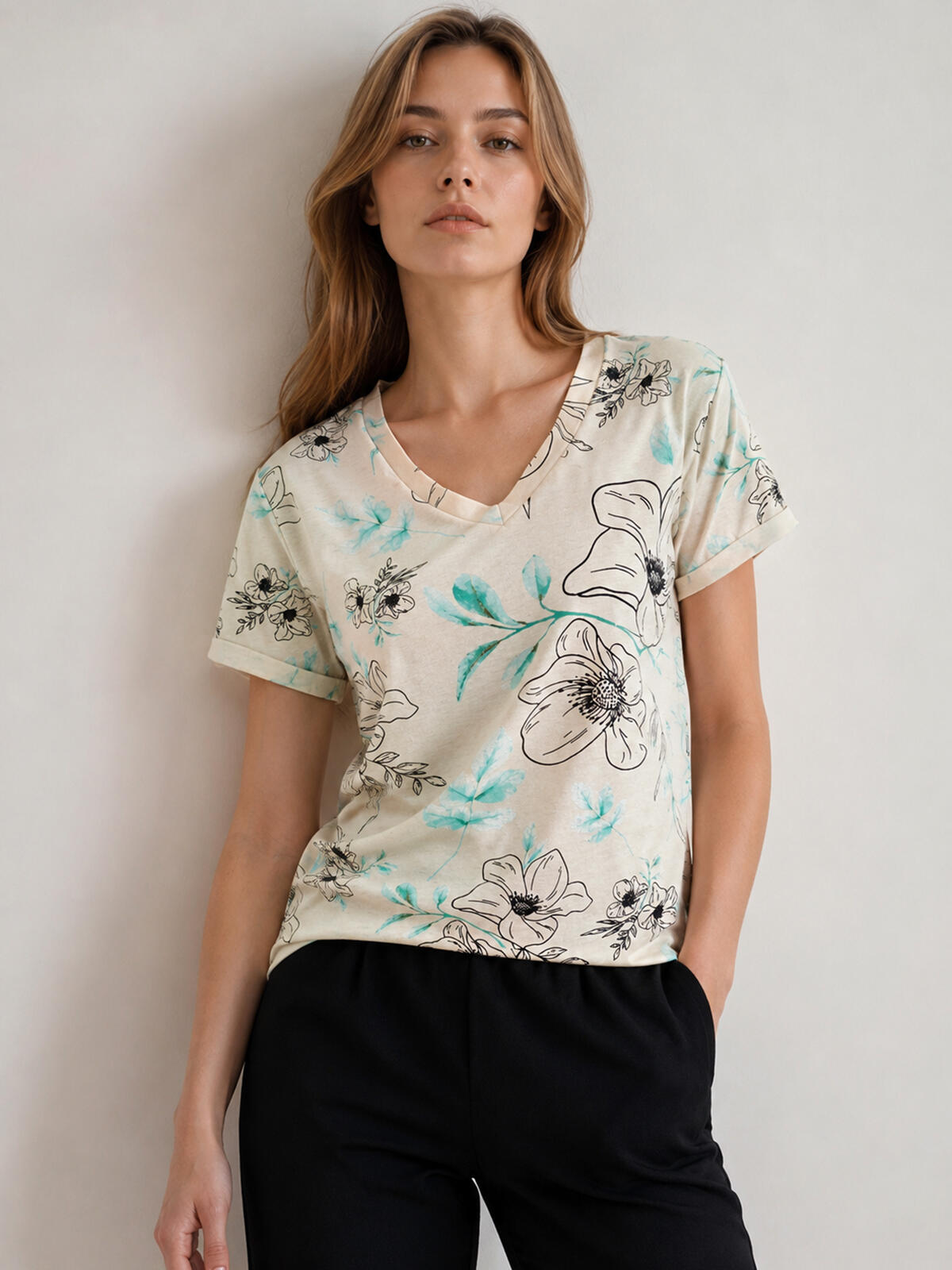 Bawełniany T-shirt w kwiaty