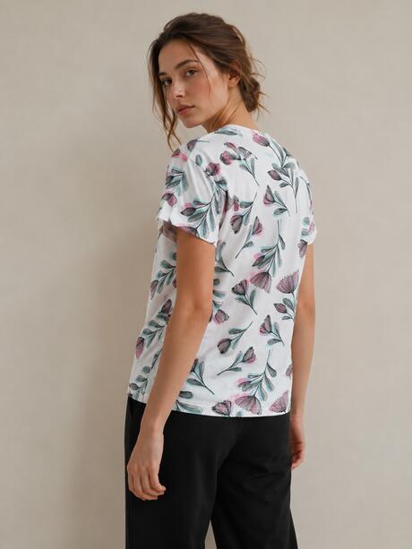 T-shirt bawełniany z dekoltem V