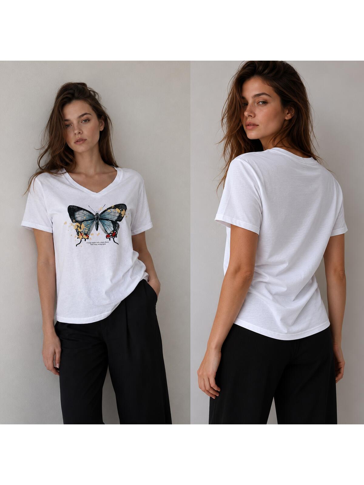 T-shirt bawełniany z motylem