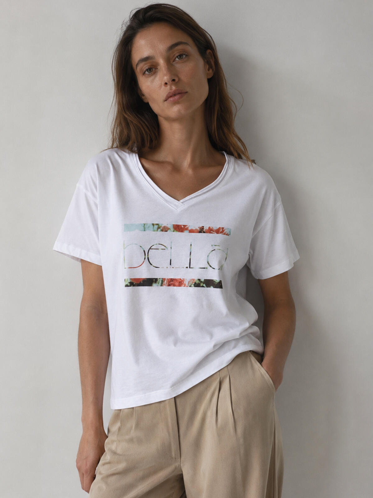 Luźny T-shirt bawełniany